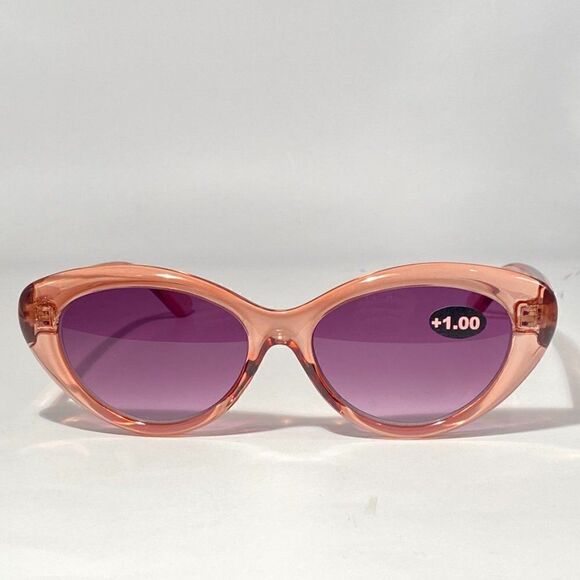 Reading Sunglasses 1.00 Clear Cranberry Sweetheart Frames Purple Lenses NWT main image 4